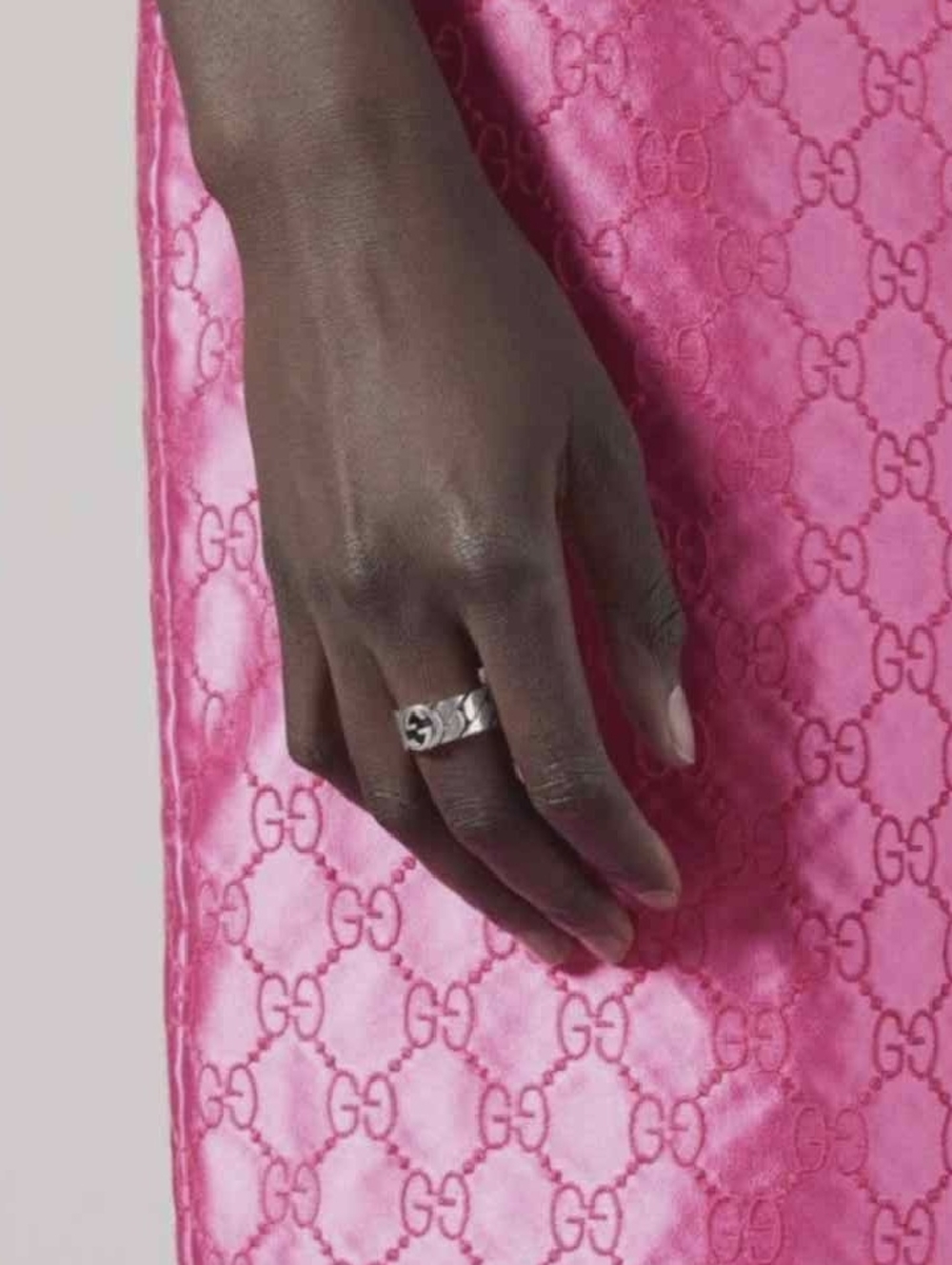 Gucci Silver Interlocking G Band on Model
